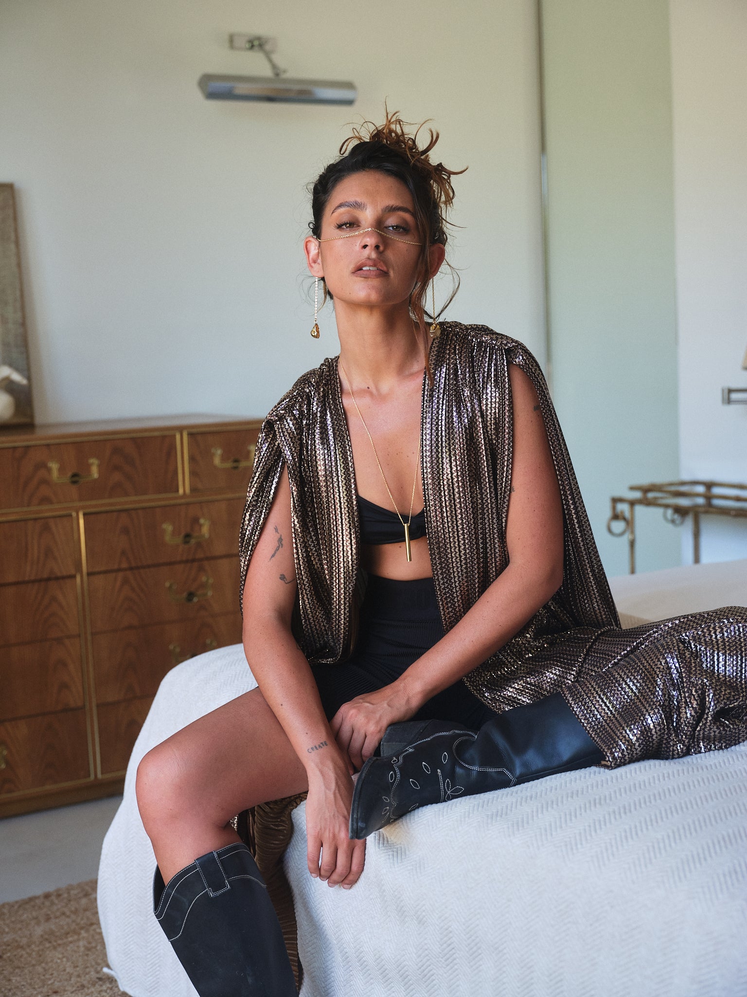 ANYMALAB Paris Desert Moon Kimono - bronze and gold - Unisex - handmade