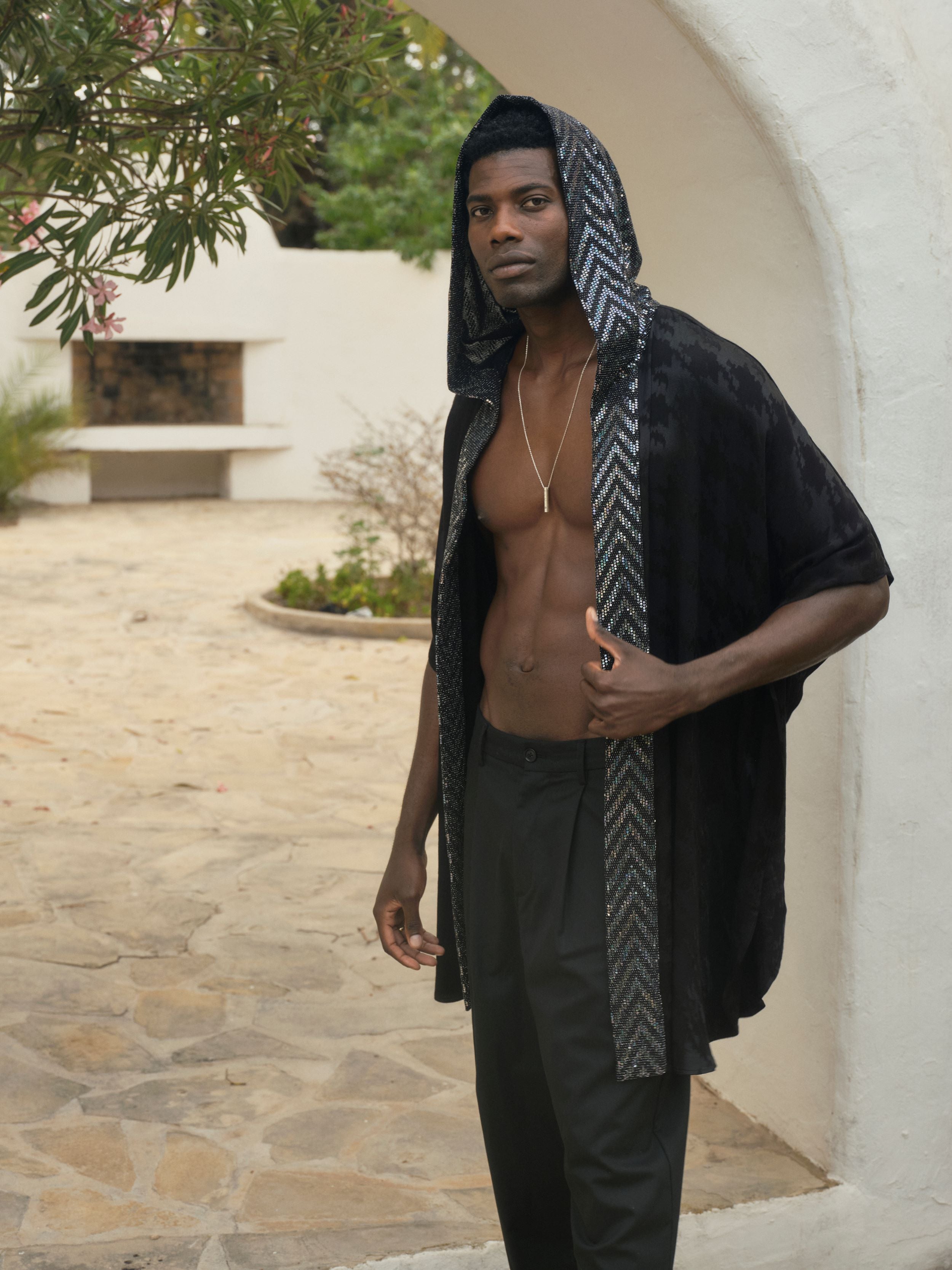 ANYMALAB Paris Goat - Black Hooded Kimono - Unisex fashion