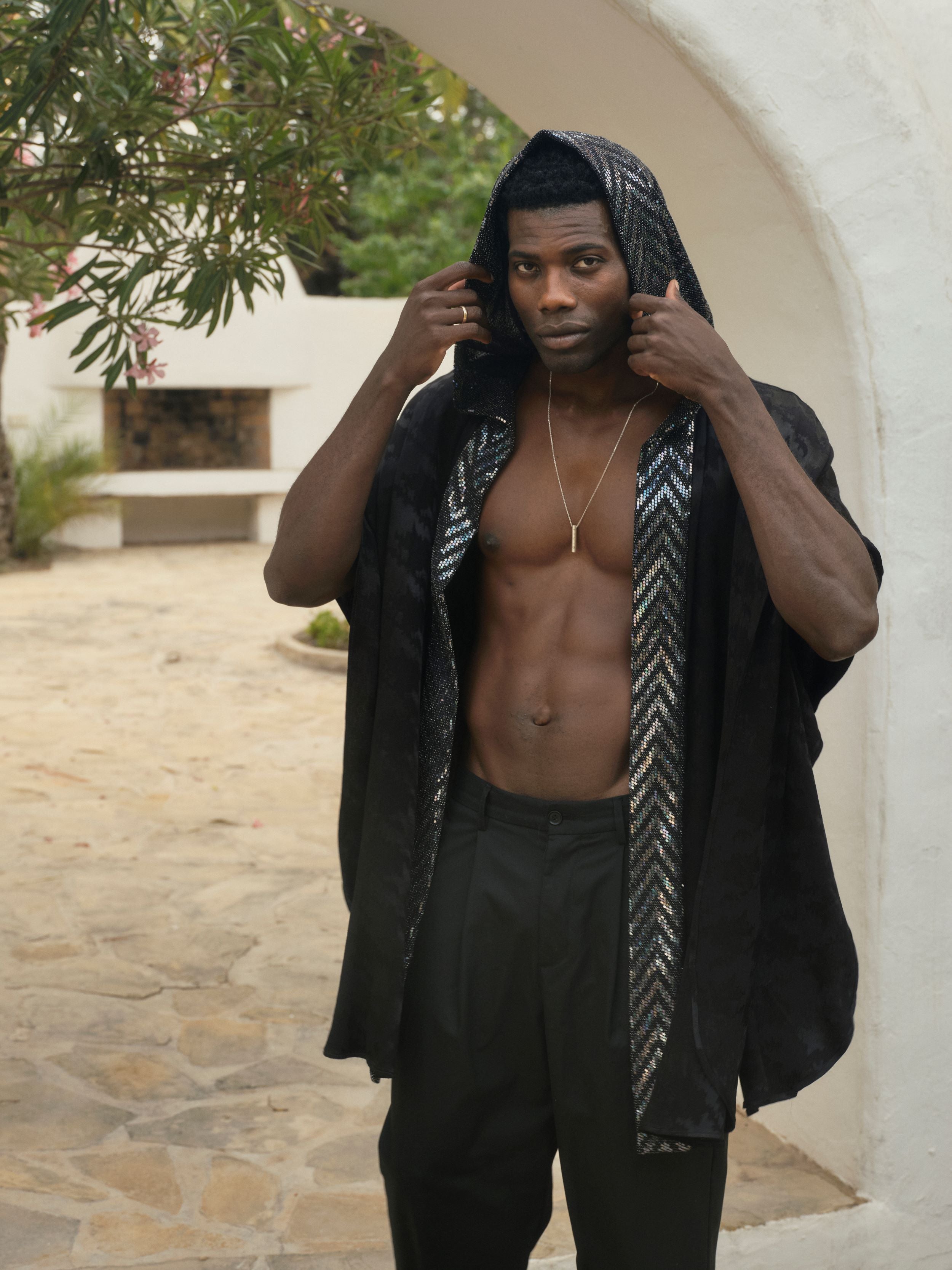 ANYMALAB Paris Goat - Black Hooded Kimono - Unisex fashion