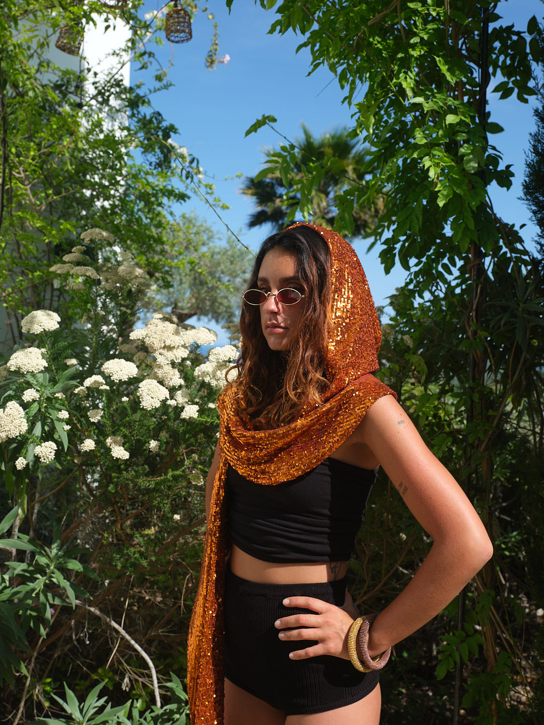 ANYMALAB Paris - Roya Hood - Sequin Special Edition - orange colour - Limited Edition