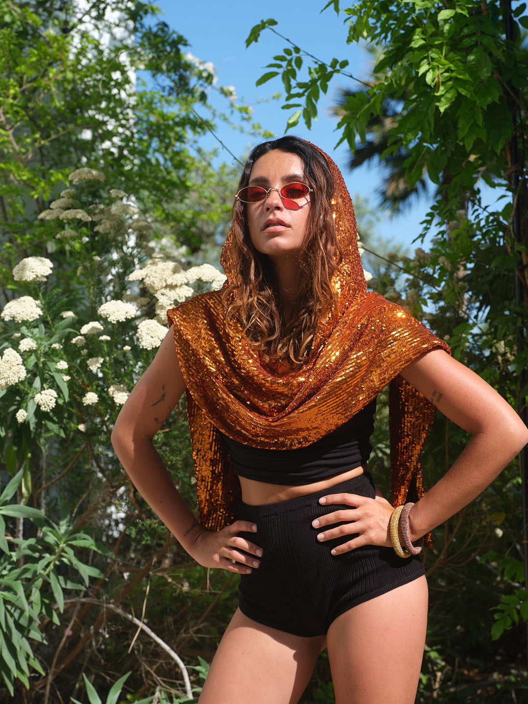 ANYMALAB Paris - Roya Hood - Sequin Special Edition - orange colour - Limited Edition