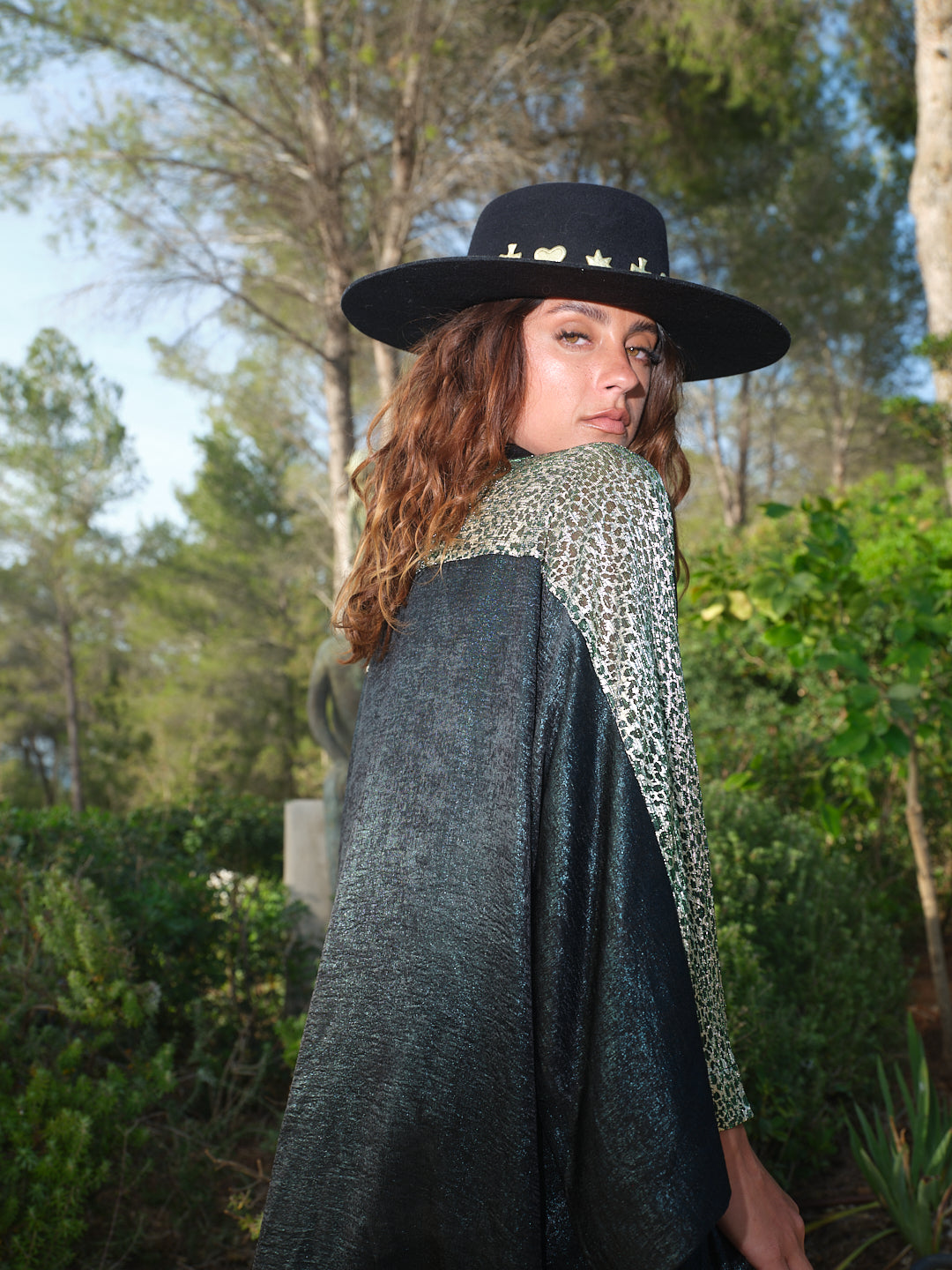 ANYMALAB Paris Dark Gaia Kimono - Green & Silver - Unisex - handmade - Limited Edition