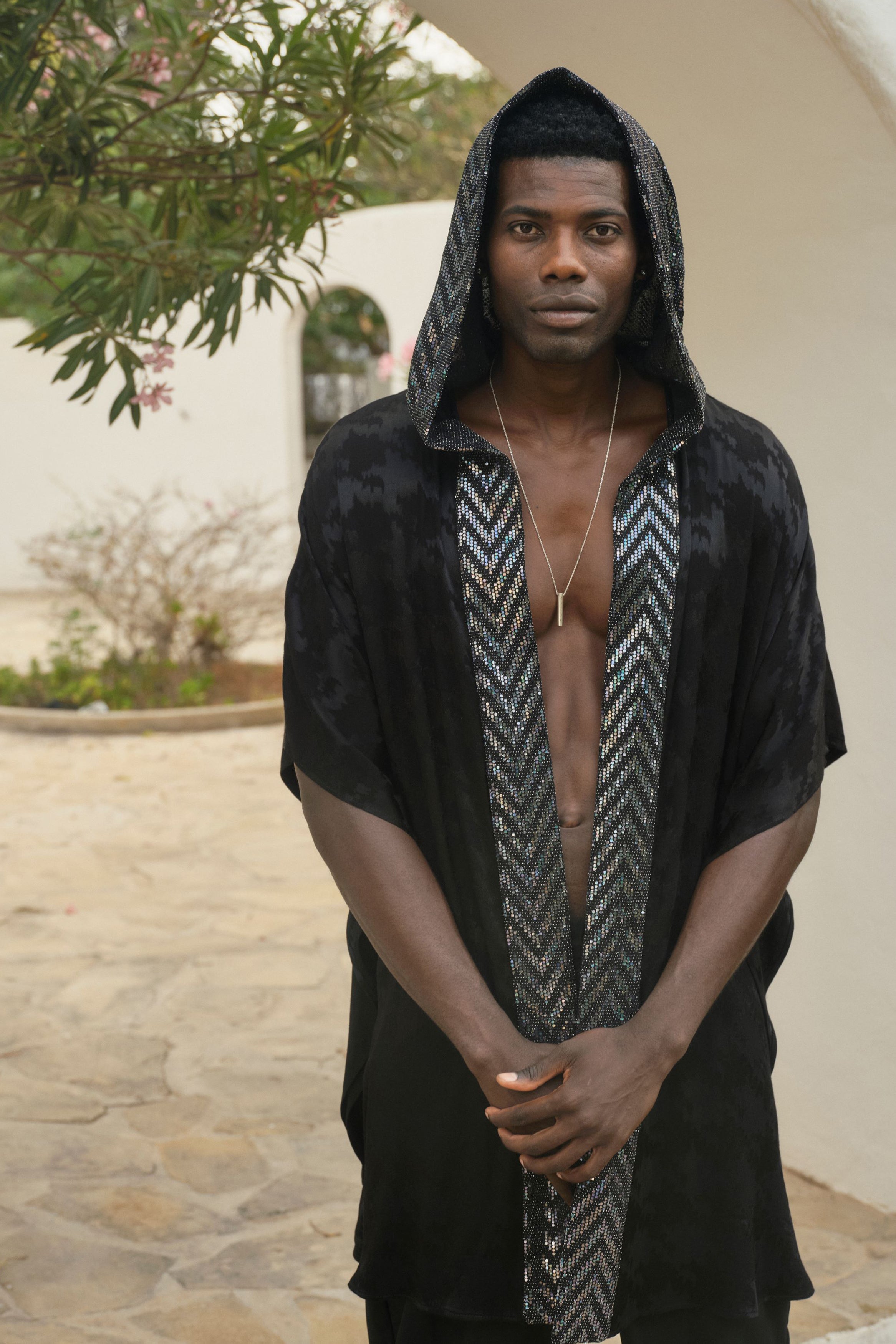 ANYMALAB Paris Goat - Black Hooded Kimono - Unisex fashion