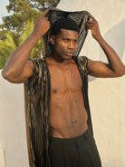 ANYMALAB Paris Mas Amor - Pleated Luxury Kimono - black and gold- Unisex fashion