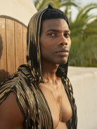 ANYMALAB Paris Mas Amor - Pleated Luxury Kimono - black and gold- Unisex fashion