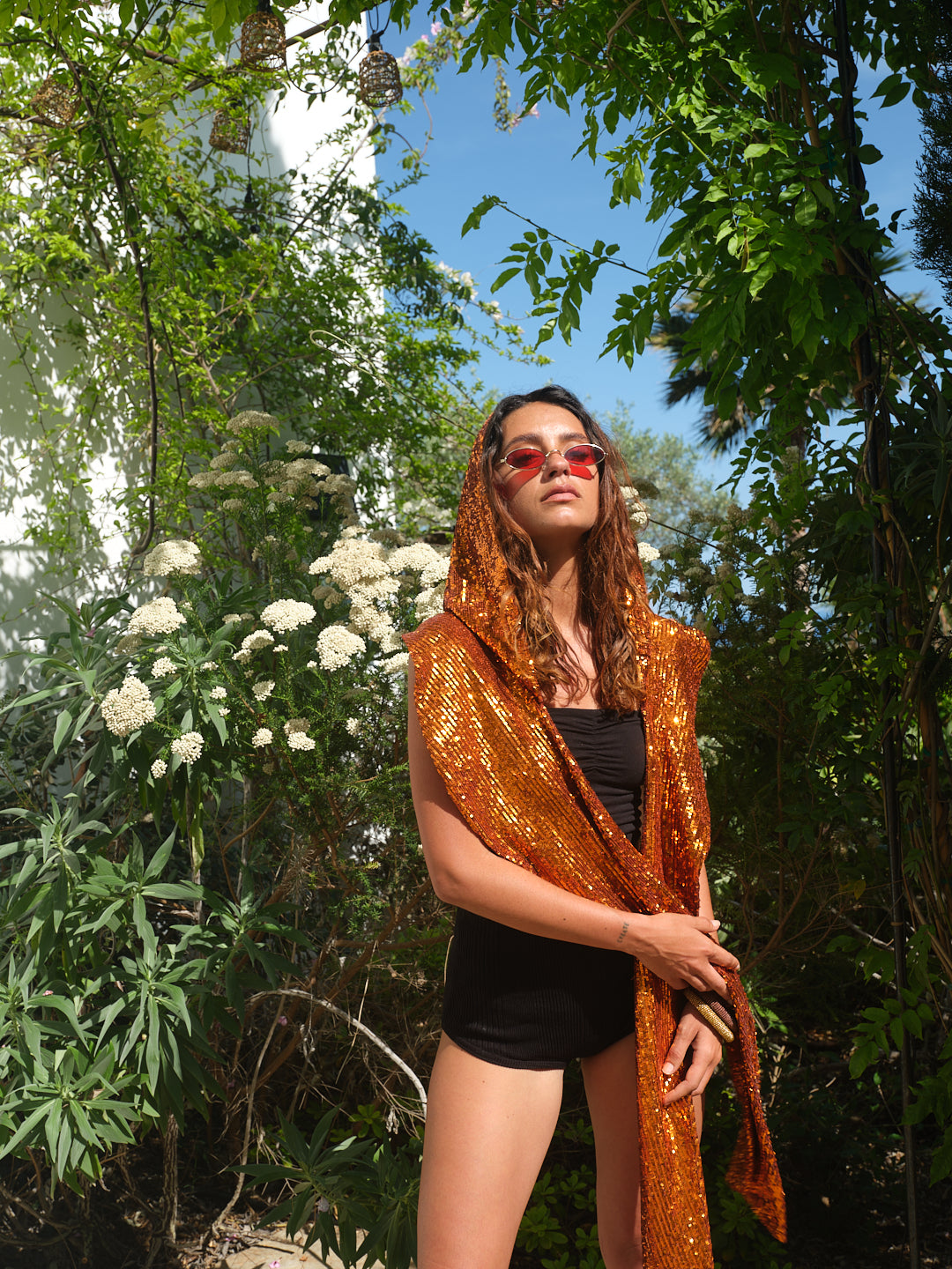 ANYMALAB Paris - Roya Hood - Sequin Special Edition - orange colour - Limited Edition