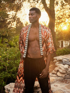 ANYMALAB Paris Trippy- Black & Red Satin Kimono - Unisex fashion